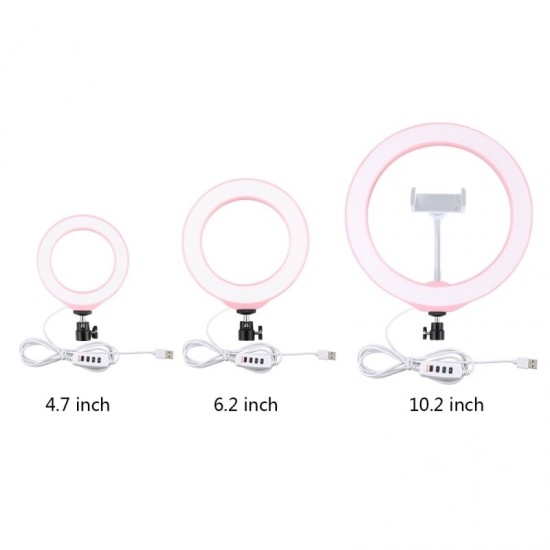 PU397F Pink 10 Inch 3200K-6500K Dimmable LED Video Ring Light with Phone Clip for Selfie Vlog Tik Tok Youtube Live Streaming