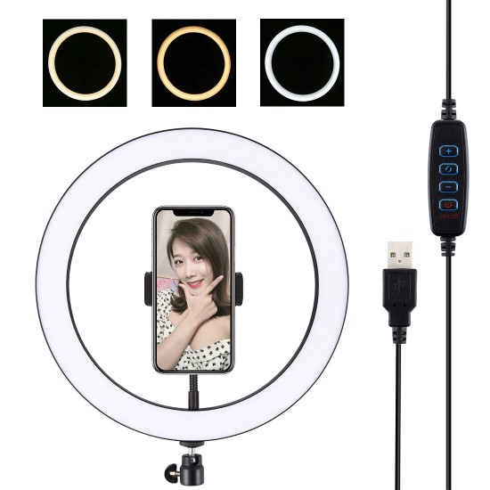 PU407 12 Inch 3200K-6500K Dimmable LED Video Ring Light with Phone Clip for Selfie Vlog Tik Tok Youtube Live Streaming