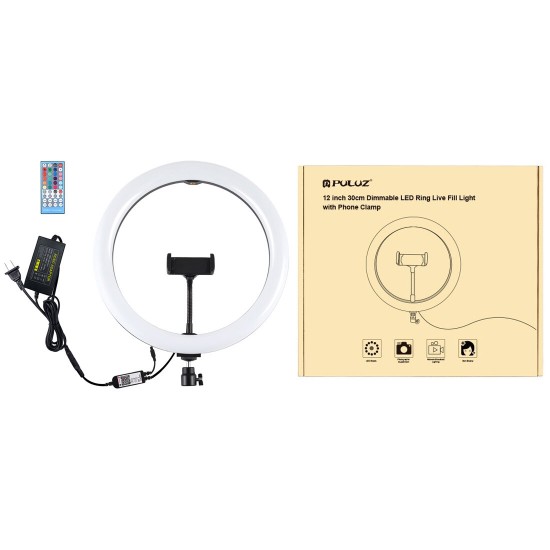 PU411 12 Inch 6000-6500k Dimmable LED RGB Video Ring Light with Remote Control for Selfie Vlog Tik Tok Youtube Live Streaming