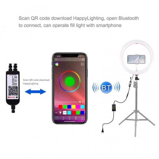 PU411F 12 Inches 6500k RGBW Color Dimmable LED Ring Vlogging Selfie Video Fill Light with Tripod Ball Head and Phone Clamp PU411F 12 Inches 6500k RGBW Color Dimmable LED Ring Vlogging Selfie Video Fill Light with Tripod Ball Head and Phone Clamp