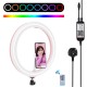 PU411F 12 Inches 6500k RGBW Color Dimmable LED Ring Vlogging Selfie Video Fill Light with Tripod Ball Head and Phone Clamp