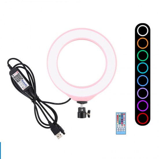 PU429F 6.2 inch 16cm USB RGBW Dimmable LED Ring Light for Live Broadcast Video Vlogging Photography with Remote Control