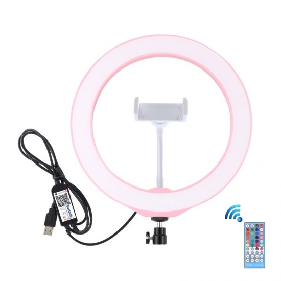 PU430 7.6 Inch 6000-6500k bluetooth Dimmable LED RGB Video Ring Light with Remote Control Phone Clip for Selfie Vlog Tik Tok Youtube Live Streaming