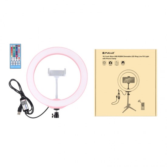 PU430F 10.2 inch 26cm RGBW Colorful Dimmable LED Ring Light for Live Broadcast Vlog Selfie Photography with Remote Control PU430F 10.2 inch 26cm RGBW Colorful Dimmable LED Ring Light for Live Broadcast Vlog Selfie Photography with Remote Control