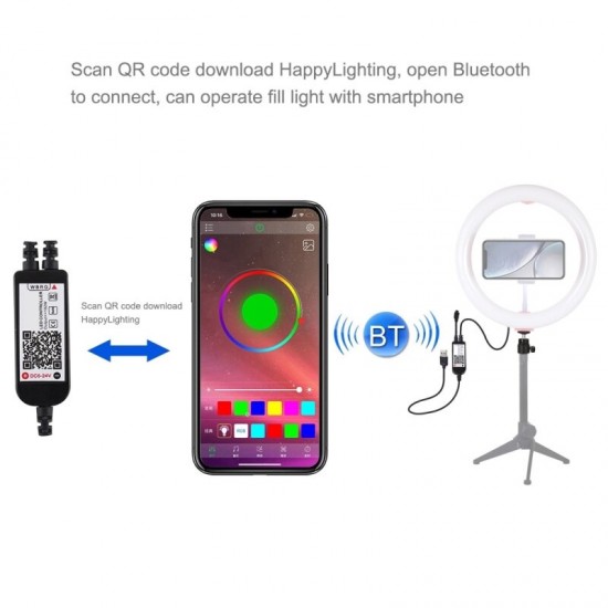 PU455B PU455F 10.2 Inch RBGW Dimmable bluetooth APP Control Remote Control Arc LED Video Ring Light for Youtube Tik Tok Live Streaming