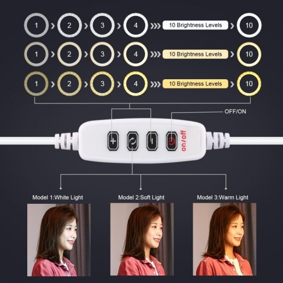PU457F 11.8 inch USB 3 Modes Dimmable Dual Color Temperature USB LED Curved Diffuse Light Ring Vlogging Selfie Light PU457F 11.8 inch USB 3 Modes Dimmable Dual Color Temperature USB LED Curved Diffuse Light Ring Vlogging Selfie Light