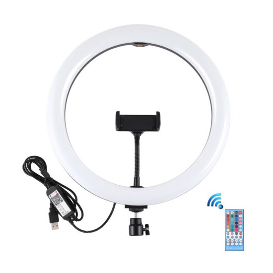 PU458B 11.8 inch 30cm RGBW Dimmable LED Ring Light for Video Live Broadcast Selfie Photography with Remote Control