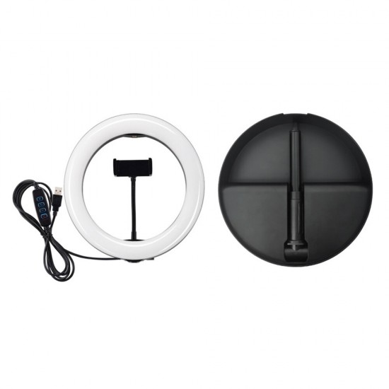 PU480 10 Inch 3200-5600K Dimmable USB LED Video Ring Light with Round Base Bracket Phone Clip PU480 10 Inch 3200-5600K Dimmable USB LED Video Ring Light with Round Base Bracket Phone Clip