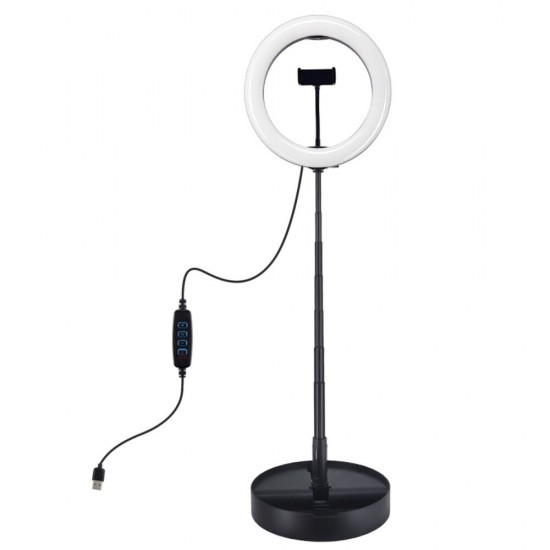PU480 10 Inch 3200-5600K Dimmable USB LED Video Ring Light with Round Base Bracket Phone Clip PU480 10 Inch 3200-5600K Dimmable USB LED Video Ring Light with Round Base Bracket Phone Clip