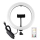 PU504B 10.2 Inch Remote Control Curved Surface Dimmable RGBWW Multi-color Temperature Vlogging Photography Video LED Ring Lights with Tripod Ball Head Phone Clamp