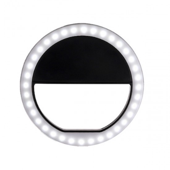 Round LED Ring Light Flash Fill Lamp Clip Camera for Mobile Phone Smartphone Selfie Photography Live Streaming Broadcast Without Battery