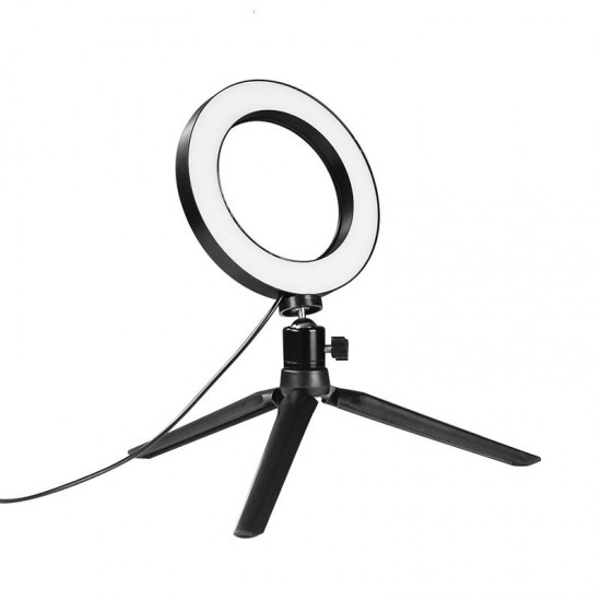 Dimmable 3500-5500k Selfie Studio Live Video Ring Light With Phone Holder Selfie Stick Black
