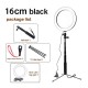 5500K Dimmable Video Light 16cm LED Ring Lamp with Wrench Selfie Stick tripod for Youtube Tik Tok Live Streaming