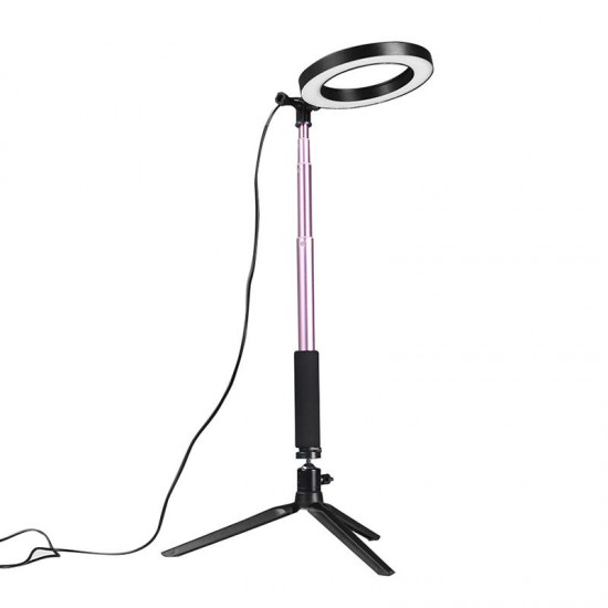 Dimmable Video Ring Light 14.5cm LED Makeup Lamp with Selfie Stick Tripod bluetooth Shutter for Youtube Tik Tok Live Streaming