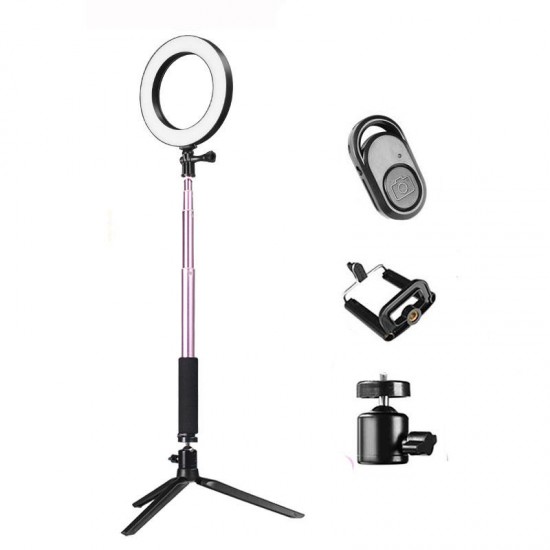 Dimmable Video Ring Light 14.5cm LED Makeup Lamp with Selfie Stick Tripod bluetooth Shutter for Youtube Tik Tok Live Streaming