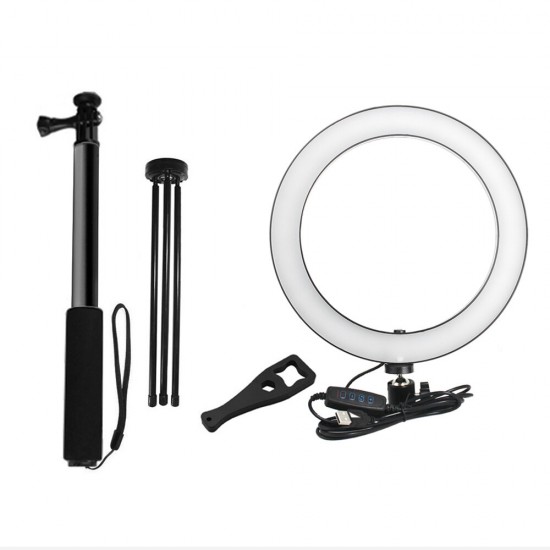 Selfie Stick 5500K Dimmable Video Light 20cm LED Ring Lamp with bluetooth Shutter Wrench for Youtube Tik Tok Live Streaming Selfie Stick 5500K Dimmable Video Light 20cm LED Ring Lamp with bluetooth Shutter Wrench for Youtube Tik Tok Live Streaming