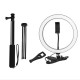 Selfie Stick 5500K Dimmable Video Light 26cm LED Ring Lamp with Phone Holder bluetooth Shutter Wrench for Youtube Tik Tok Live Streaming