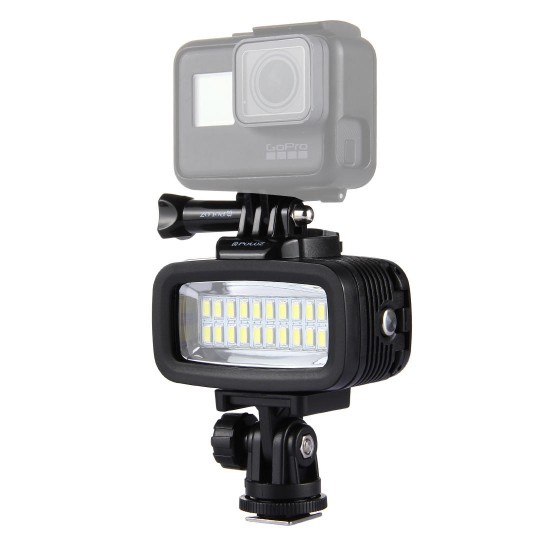 PU222 20 LEDs 30m Waterproof IPx8 Studio Light Video Light with Hot Shoe Base Adapter