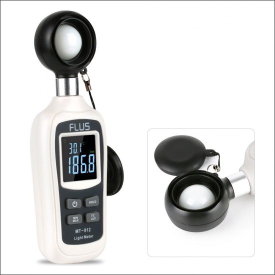 MT-912 Digital Light Lux Meter Temperature 0-200000 Lux Illuminometer Luminometer Photometer Lux/FC Tester Light Meter