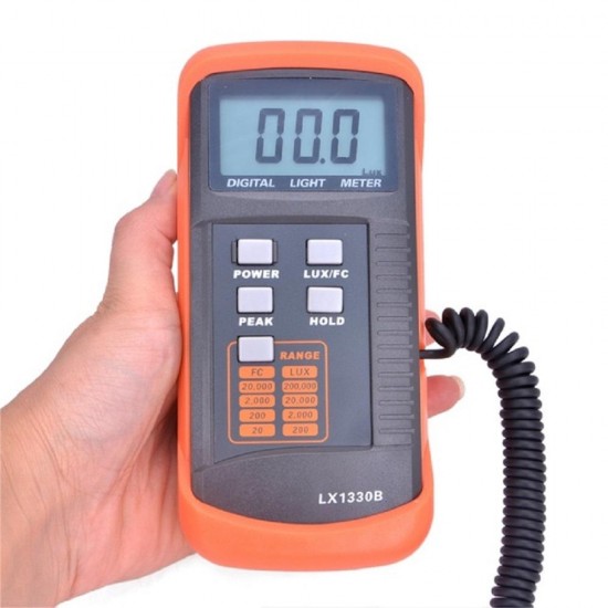 LX1330B Digital Lux Meter 200000 Lux Lux/FC Measurement Light Meter Detect Light Intensity Precise Data Hold Peak Reading Hold Function