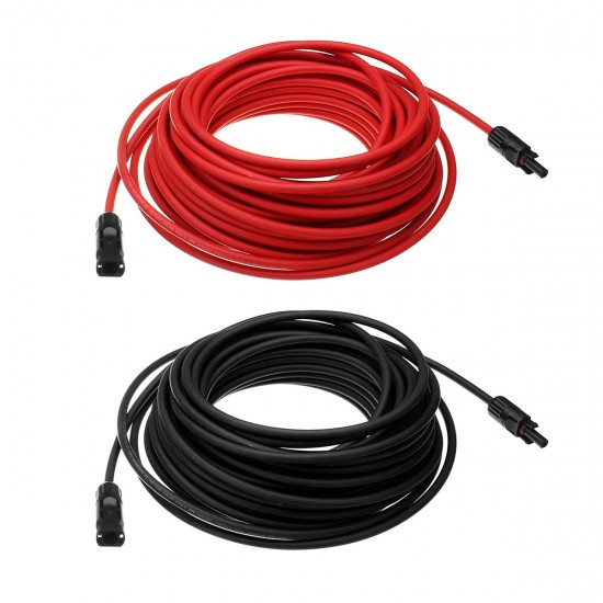 10 AWG 20 Meter Solar Panel Extension Cable Wire Black/Red with MC4 Connectors