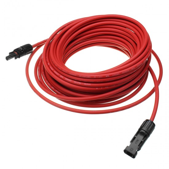 12 AWG 15 Meter Solar Panel Extension Cable Wire Black/Red with MC4 Connectors
