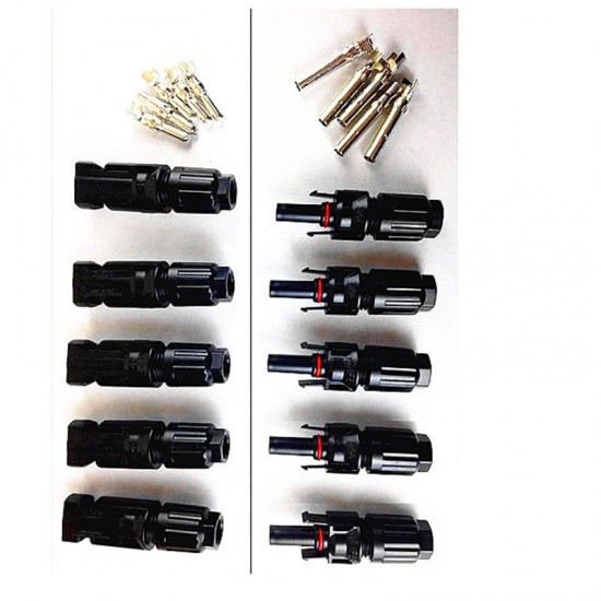 5 Pairs PV Solar Panel Cable MC4 Connectors Male & Female Connectors Waterproof IP67 for Photovoltaic Solar System