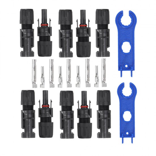 5pairs MC4 Connector Male Female 30A 1000V With 1pair MC4 Spanner Solar Panel Branch Series Connect Solar System