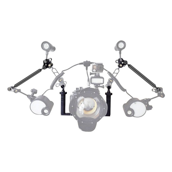 PU3041 100M Underwater Diving Tray Stabilizer with Dual Ball Clamp Floating Magic Arm for Video Light