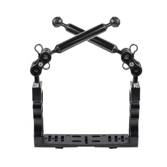 PU3041 100M Underwater Diving Tray Stabilizer with Dual Ball Clamp Floating Magic Arm for Video Light
