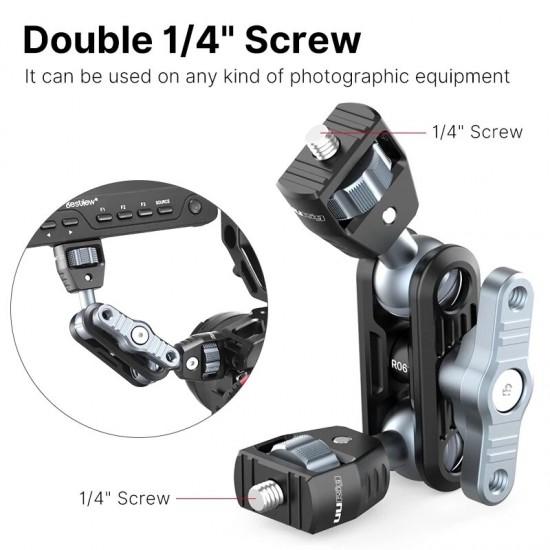 R061 Magic Arm With Dual 1/4 Inch Screw Tripod Mount Monitor Stand Fill Light Microphone Bracket Ballhead Gimbal Accessories