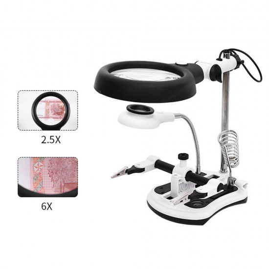 DIY PCB Soldering Desk Magnifier LED Light Magnifiers Soldering Iron Helping Hands Auxiliary Clamp Alligator Clip