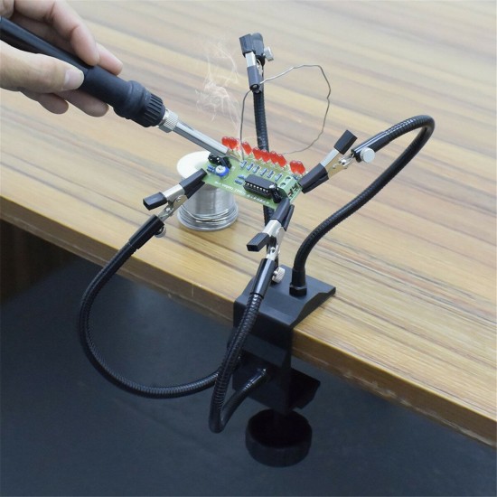 Desk Clamp Helping Hands Soldering Third Hand Tool with Aluminum Base PCB Holder Desk Clamp Helping Hands Soldering Third Hand Tool with Aluminum Base PCB Holder