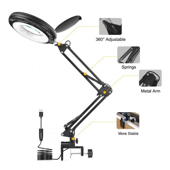 5X Magnifier Wireless Remote Control LED Lamp 3 Adjustable Lights Color for Reading Crafts Hobby DIY Welding 5X Magnifier Wireless Remote Control LED Lamp 3 Adjustable Lights Color for Reading Crafts Hobby DIY Welding