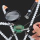 6 Flexible Arms Soldering Vise Helping Hands Third Hand PCB Repair Fixture with Magnifying Glass Lens & LED Flashlight