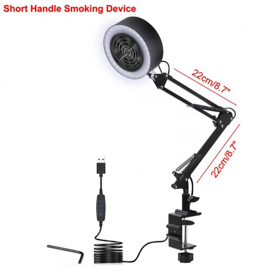 Adjustable Welding Soldering Exhaust Smoking Absorber with USB 3 Colors LED Light Smoking Device Air Filter Fan 22cm+22cm