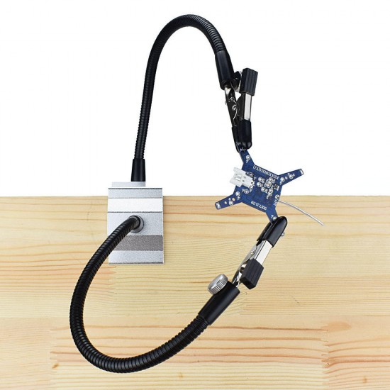 Bench Vise Aluminum Table Clamp Soldering Iron Holder Soldering Station PCB Fixture Helping Hands with 2 Flexible Arms