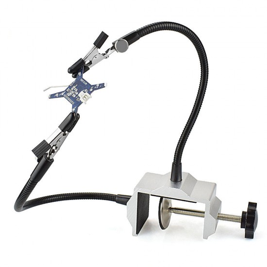 Bench Vise Aluminum Table Clamp Soldering Iron Holder Soldering Station PCB Fixture Helping Hands with 2 Flexible Arms Bench Vise Aluminum Table Clamp Soldering Iron Holder Soldering Station PCB Fixture Helping Hands with 2 Flexible Arms