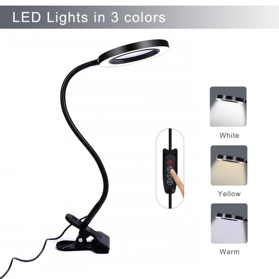 Flexible 5X USB 3 Colors Lamp Magnifier Clip-on Table Top Desk LED Reading Large Lens Illuminated Magnifying Glass Flexible 5X USB 3 Colors Lamp Magnifier Clip-on Table Top Desk LED Reading Large Lens Illuminated Magnifying Glass
