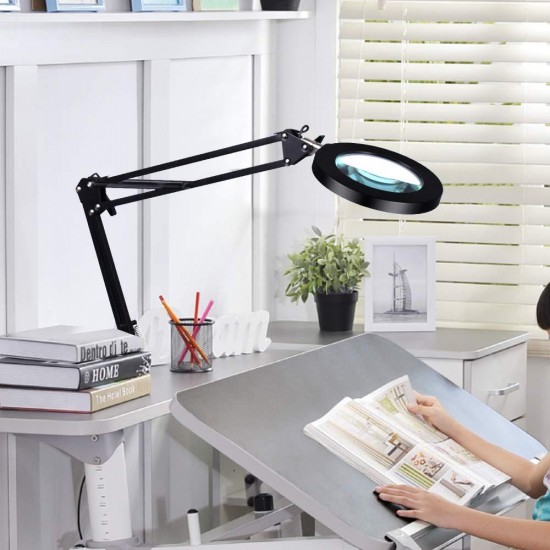 Flexible Desk Magnifier 5X USB LED Magnifying Glass 3 Colors Illuminated Magnifier Lamp Loupe Reading Rework Soldering Magnifier