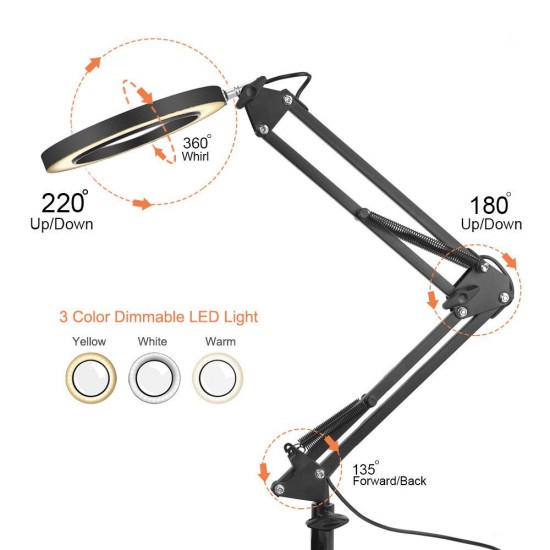 LED 5X Magnifier USB Lamp Table Clamp Soldering Helping Third Hand Soldering Station 2Pcs Flexible Arms Welding Tool