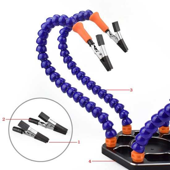 Six Arms Solder Iron Stand Holder Third Hand Soldering PCB Fixture Tool Helping Hands with Magnifier Mini LED Flashlight USB Charge Six Arms Solder Iron Stand Holder Third Hand Soldering PCB Fixture Tool Helping Hands with Magnifier Mini LED Flashlight USB Charge