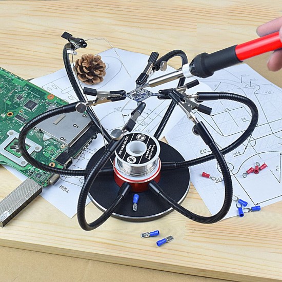 Soldering Iron Holder Soldering Station USB 6Pcs Flexible Arms Third Hand Welding Tool