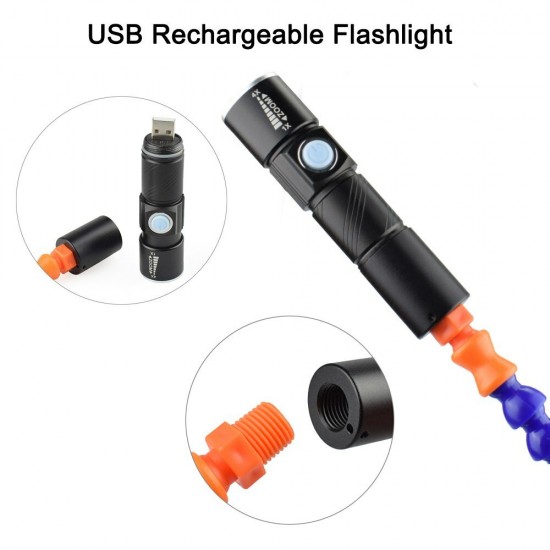 Soldering Iron Holder Table Clamp 3X-5X Magnifying Glass USB LED Flashlight Soldering Station Welding Repair Tool