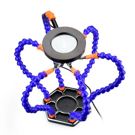 Soldering PCB Holder Tool Six Arms Helping Hands Third Hand Crafts Repair Helping Welding Station USB LED Magnifier Soldering PCB Holder Tool Six Arms Helping Hands Third Hand Crafts Repair Helping Welding Station USB LED Magnifier