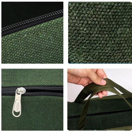 Portable Canvas Heavy Duty Tool Bag Pockets Carry Auto Repair Kit Round Bag