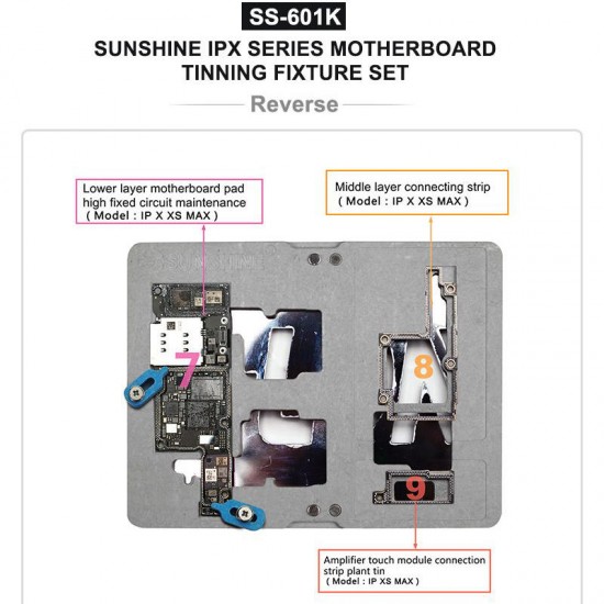 SS-601K Duble-sided Magnetic Fixed Motherboard Tinning PCB Fixture Set for iphone X XS MAX Motherboard Tinning Fixture Repair Tool