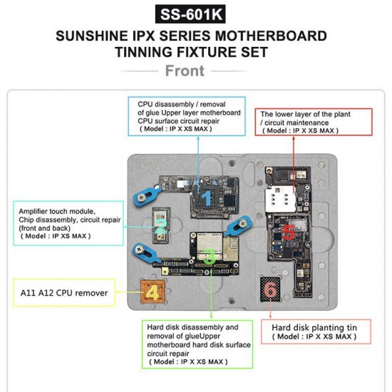 SS-601K Duble-sided Magnetic Fixed Motherboard Tinning PCB Fixture Set for iphone X XS MAX Motherboard Tinning Fixture Repair Tool SS-601K Duble-sided Magnetic Fixed Motherboard Tinning PCB Fixture Set for iphone X XS MAX Motherboard Tinning Fixture Repair Tool