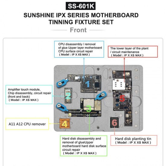 SS-601K Duble-sided Magnetic Fixed Motherboard Tinning PCB Fixture Set for iphone X XS MAX Motherboard Tinning Fixture Repair Tool