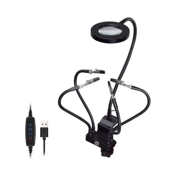 Table Clamp Soldering Stand USB 3X LED Illuminated Magnifier Bench Vise Soldering Holder Welding Third Hand Tool Table Clamp Soldering Stand USB 3X LED Illuminated Magnifier Bench Vise Soldering Holder Welding Third Hand Tool